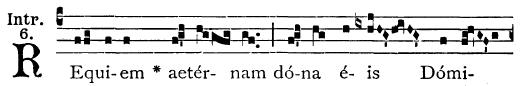 Incipit of the Gregorian chant introit for a Requiem Mass, from the Liber Usualis